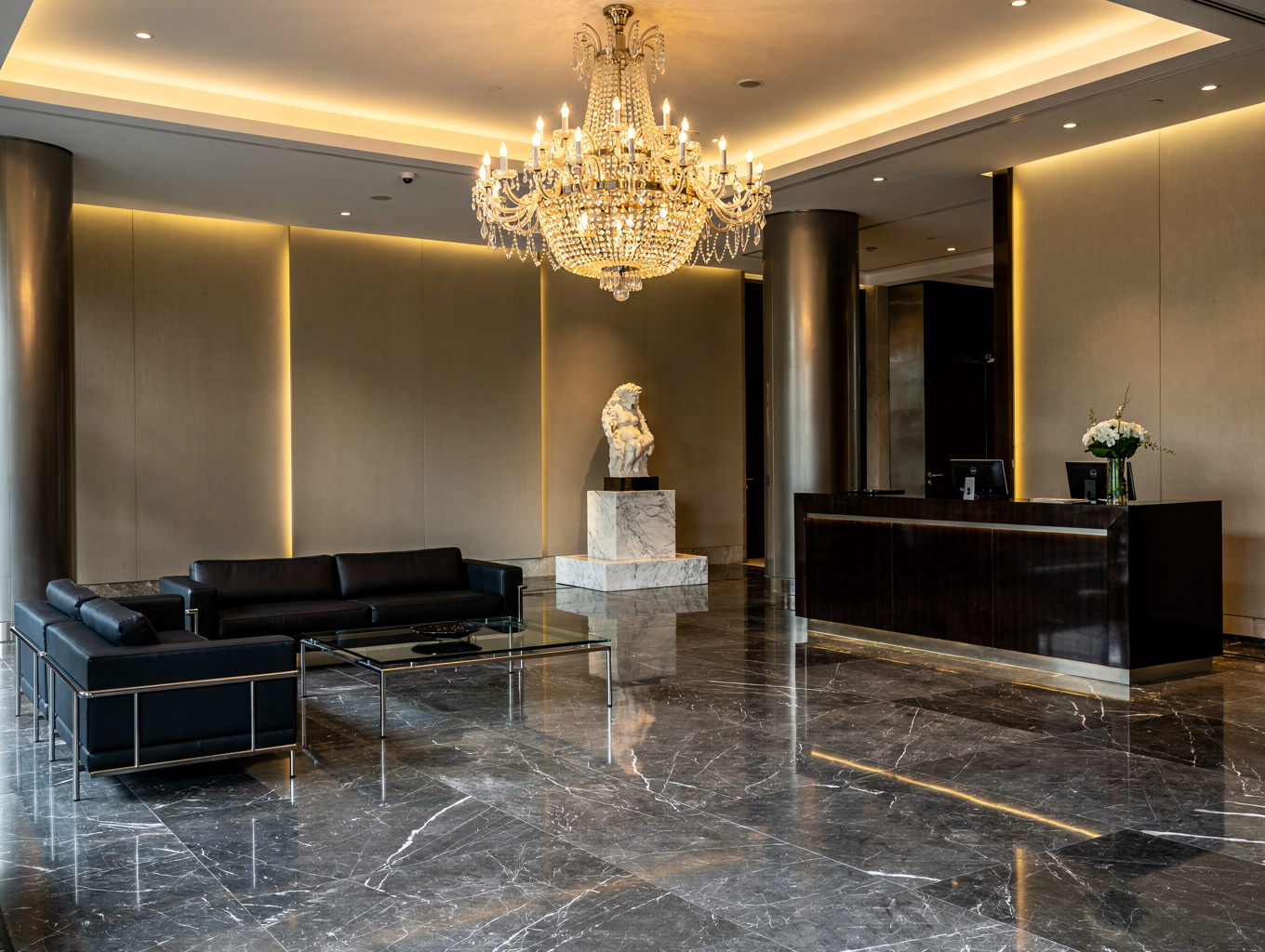 Luxury hotel lobby entrance